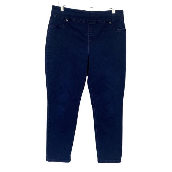 Chico's Perfect Stretch Jeans 1.5 US 10 Ankle Crop Dark Wash Blue Pull On 33x26 - Picture 1 of 15